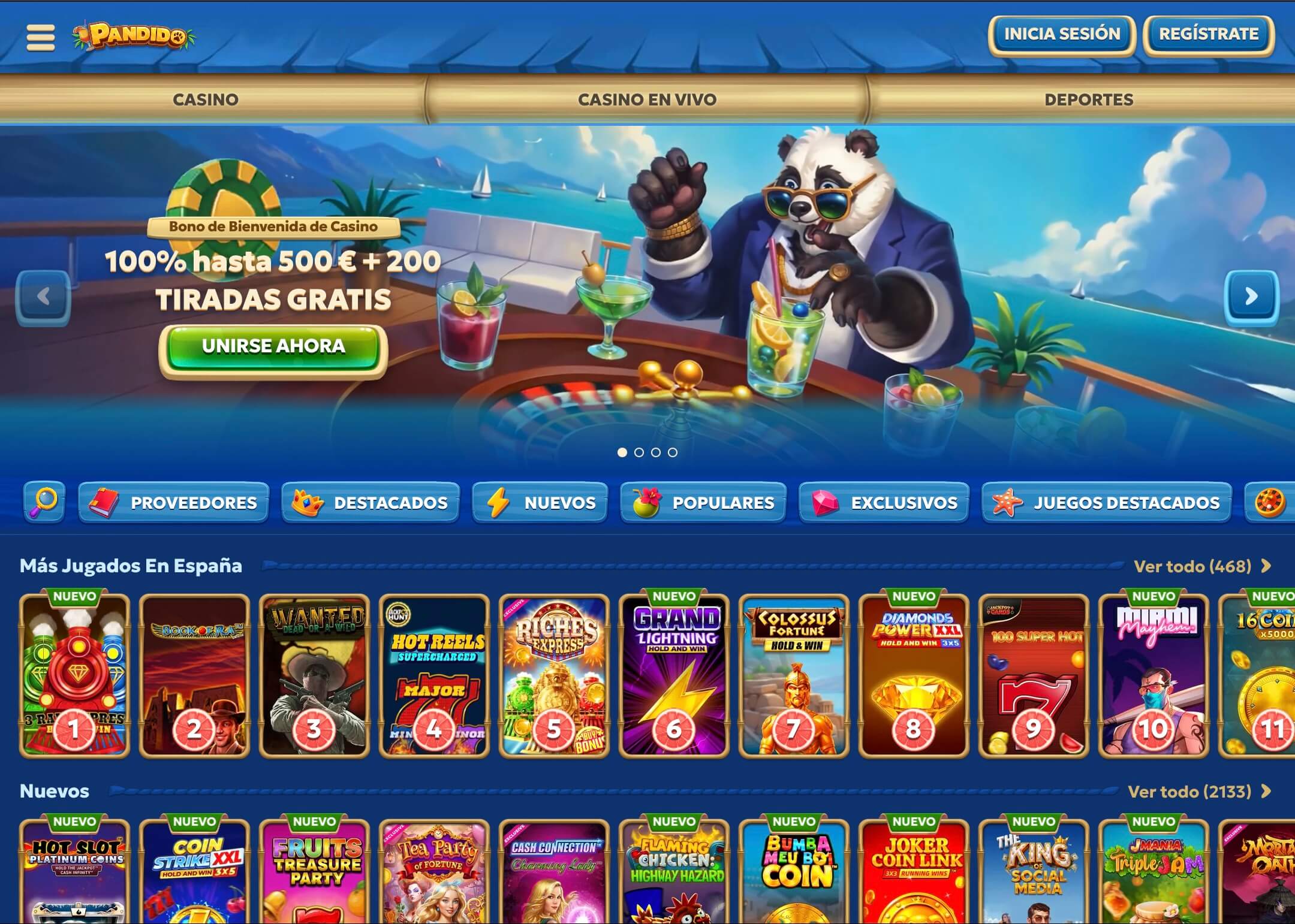 pandido casino juegos destacados