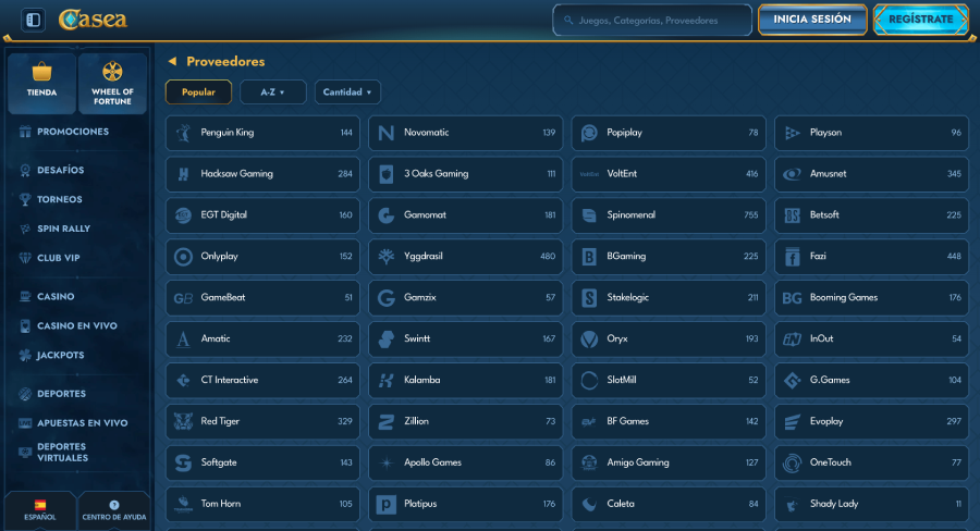 casea casino proveedores